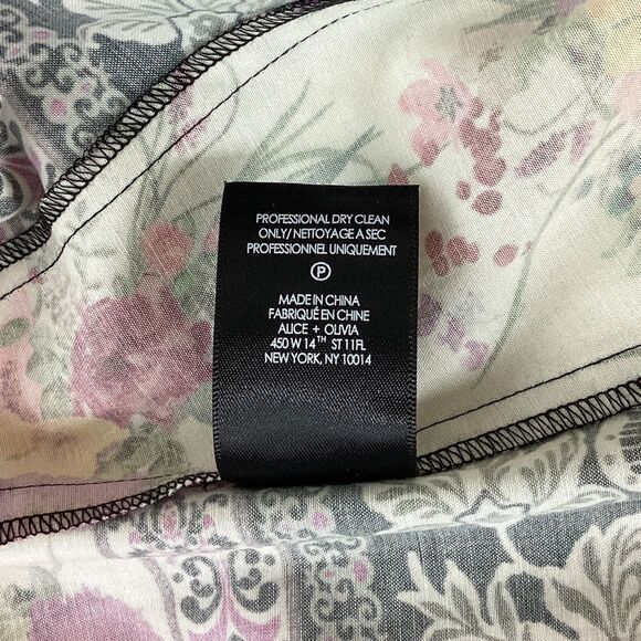 NWT Alice + Olivia Size 6 Janis Floral Mock Neck Mini Dress Dream Castle Multi - Picture 12 of 13